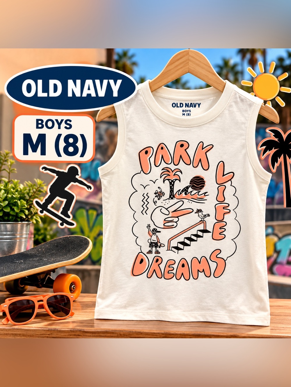 Old Navy Park Life Dreams Graphic Tank Top for Boys Medium
